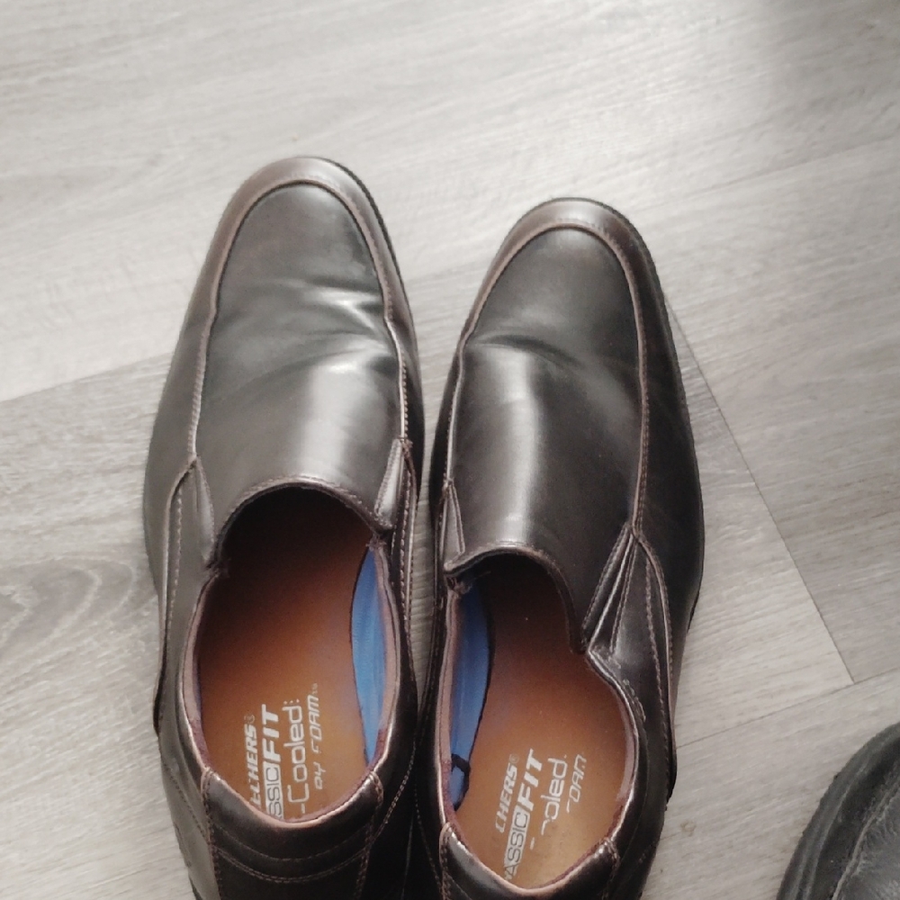 Skechers Men's Espresso Leather Slip-Ons
